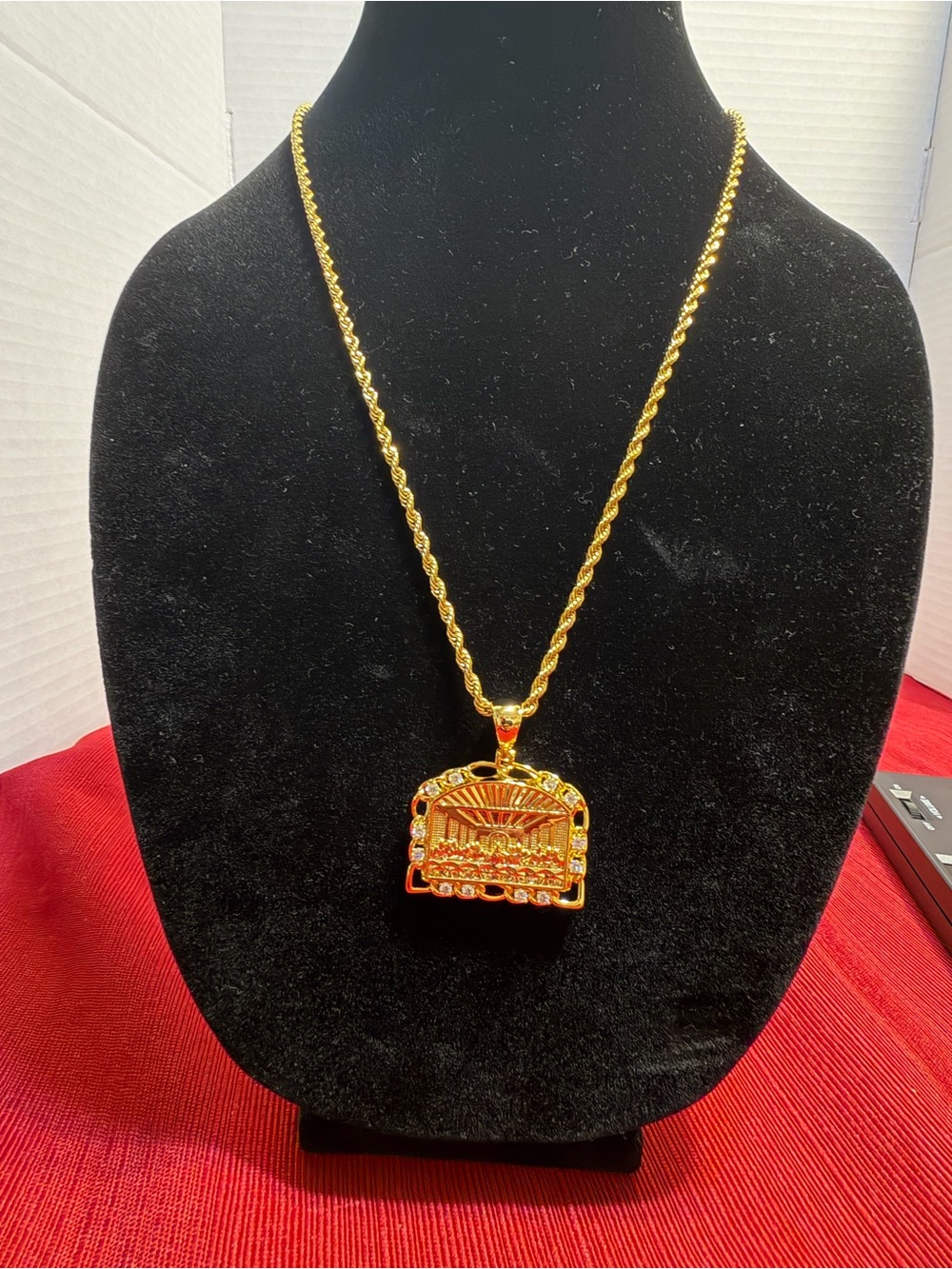 Last Supper Pendant – 14K Gold Plated | Moissanite - Picture 2 of 3